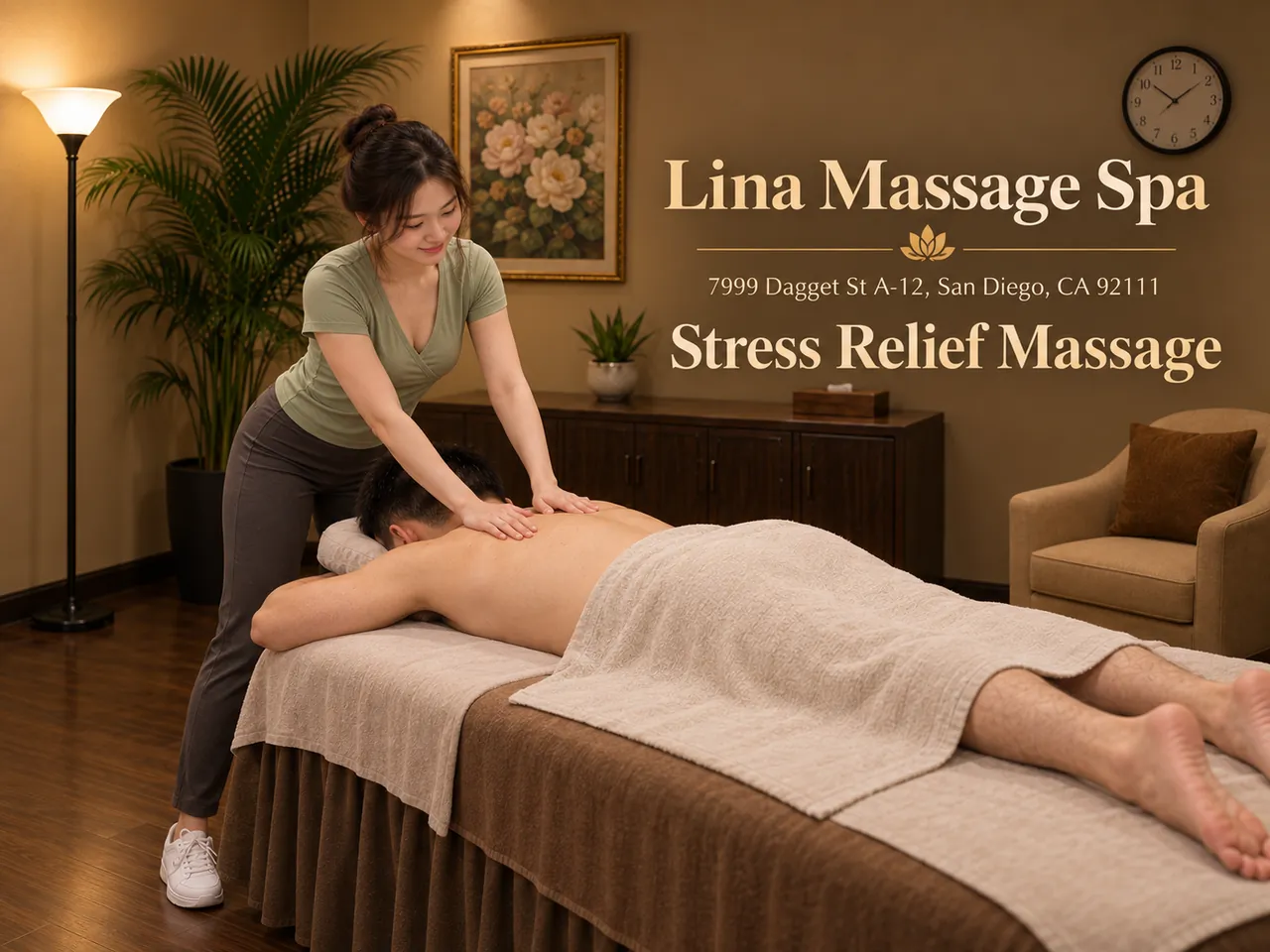 Stress Relief Massage in San Diego, CA at Lina Massage Spa