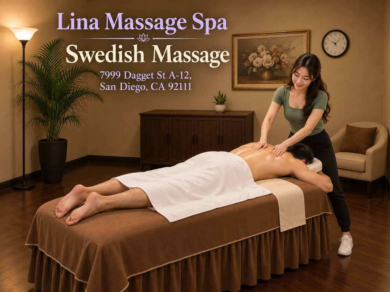 Swedish Massage in San Diego, CA at Lina Massage Spa